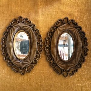 Vintage wooden Small hanging Mirrors Mid Century